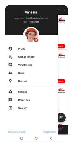 mobile using efitow app