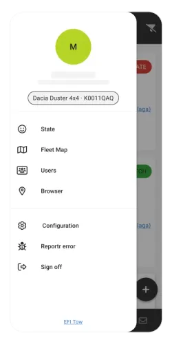 Mobile using EFI Tow app
