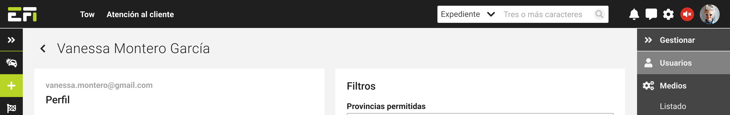Botón volver atrás utilizado en la cabecera de distintas secciones.