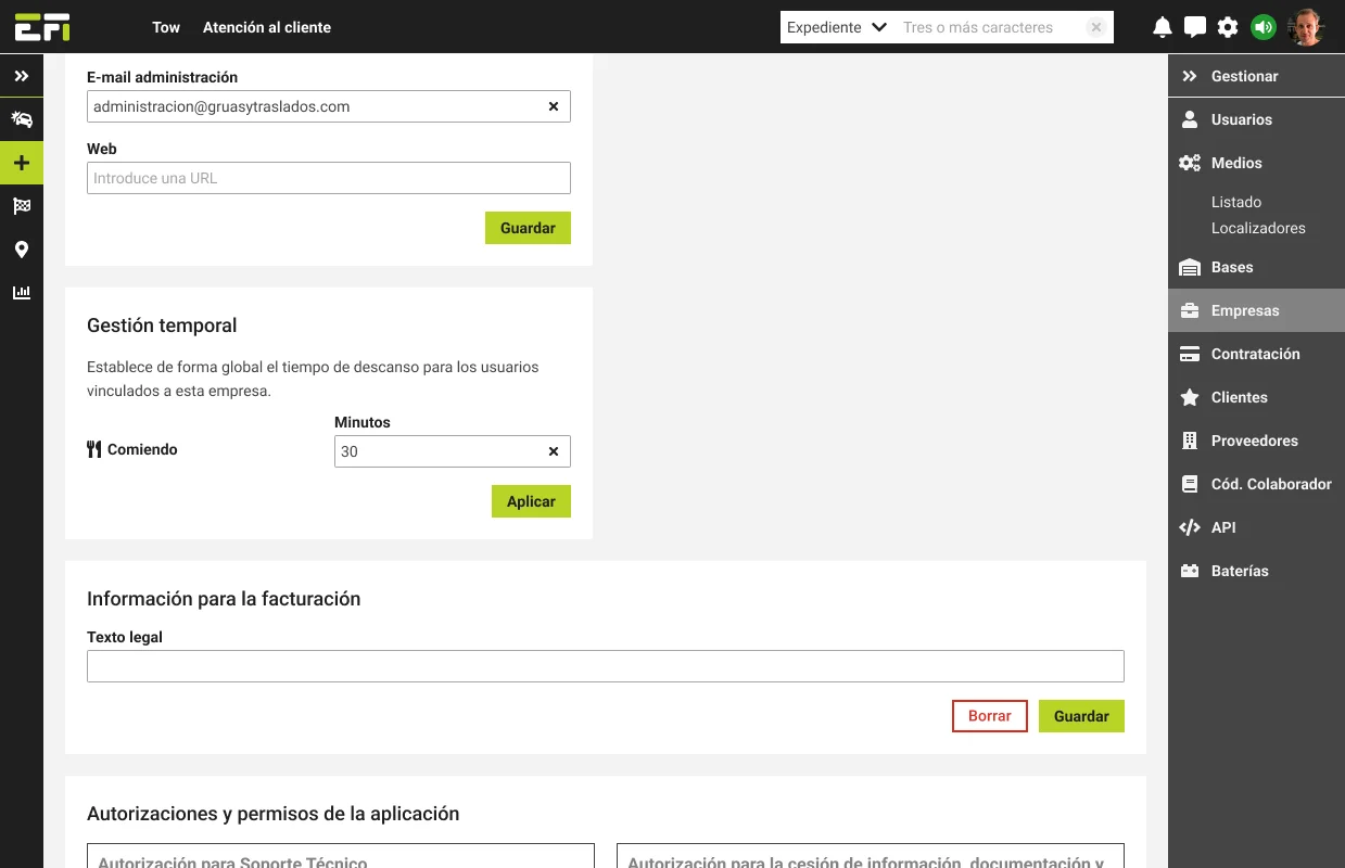 Configuración temporal de los estados de usuarios.