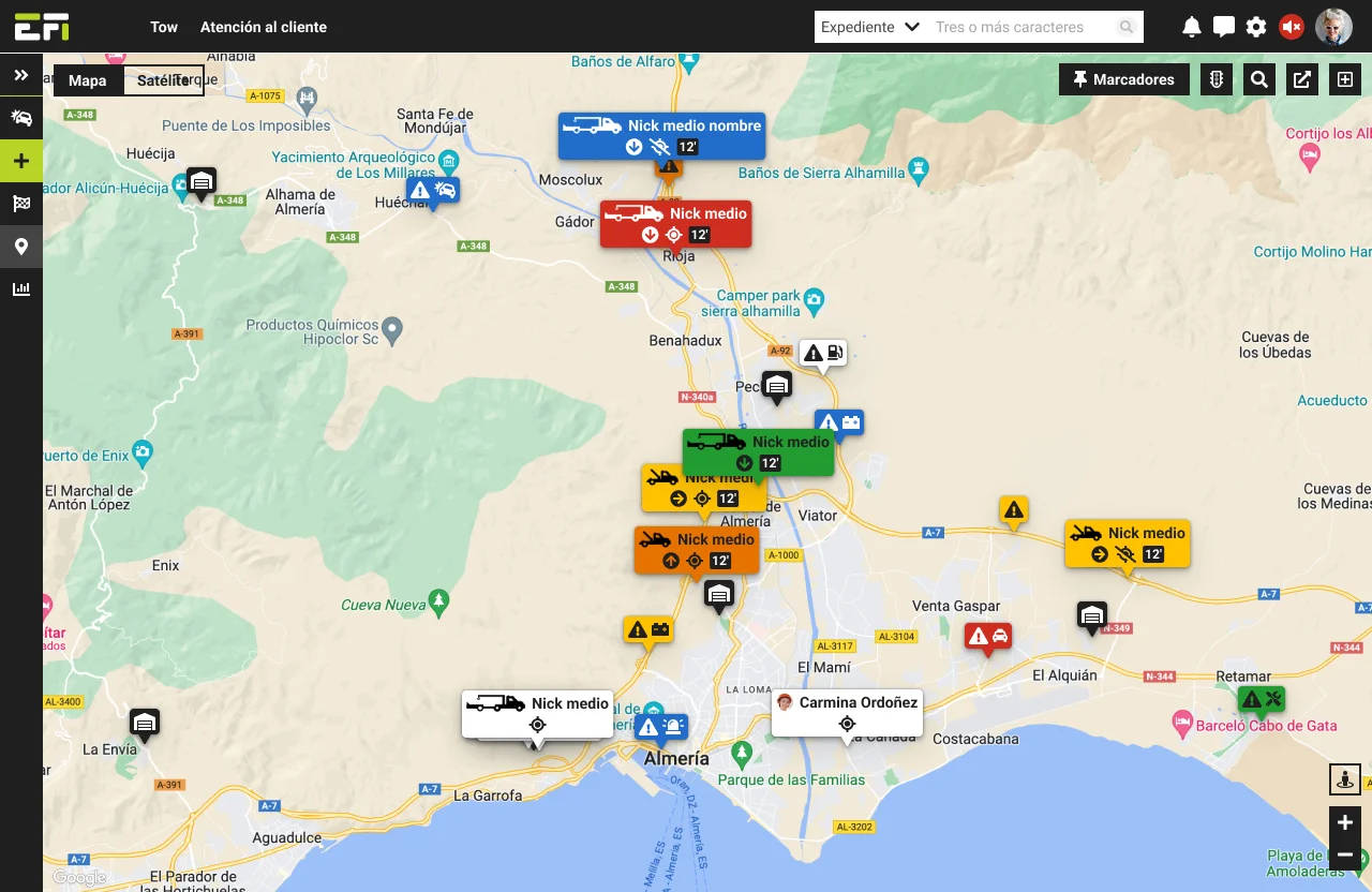 Nuevo mapa de medios y servicios de la vista Avanzada.