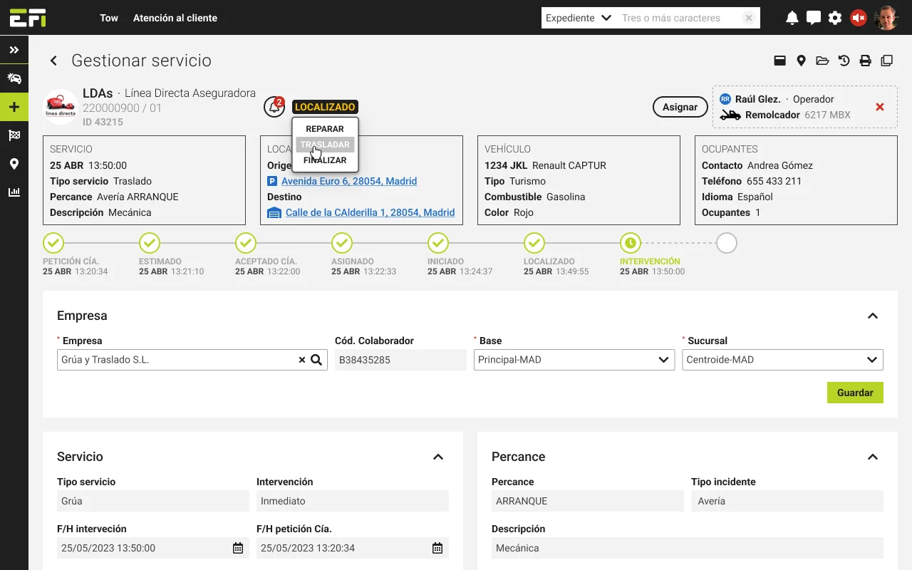 Método simplificado del cambio de estado de los servicios.