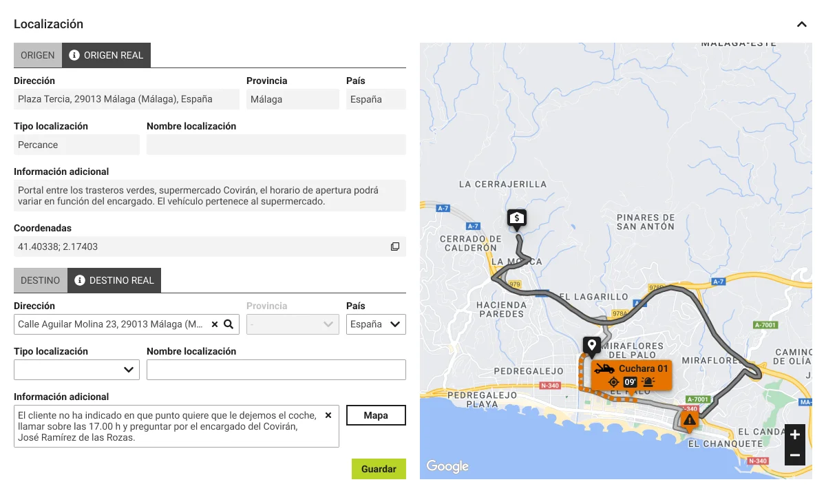 Nuevo diseño de rutas en los detalle de servicio.