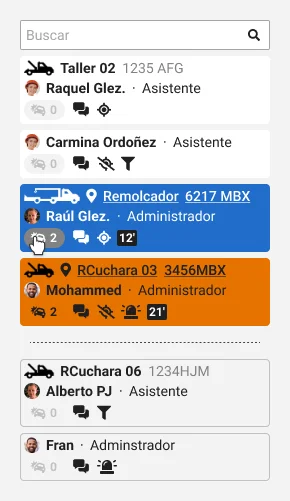 Tarjetas de medio y usuario.